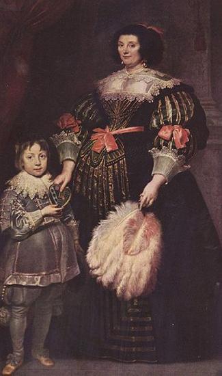 Anthony Van Dyck Portrat der Charlotte Butkens, Herrin von Anoy, mit ihrem Sohn oil painting image